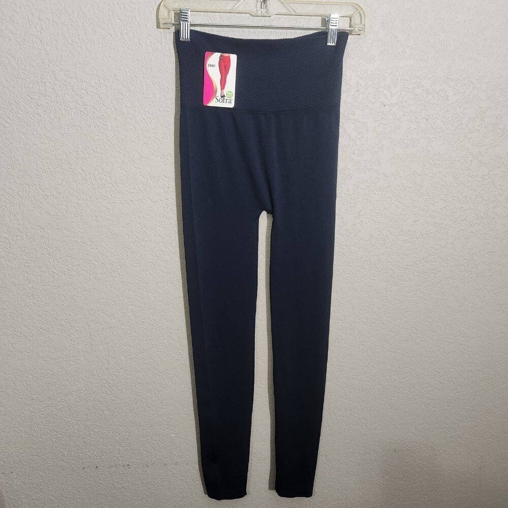 Sofra Leggings Womens Free Size Navy Blue High Waist Stretch EX907 Yoga Pants